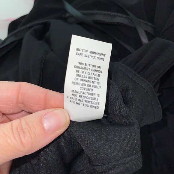 Cache Womens Ruffle Dress Black Size 6 Chiffon Long Ribbon Rhinestone Brooch Bow - Picture 9 of 12